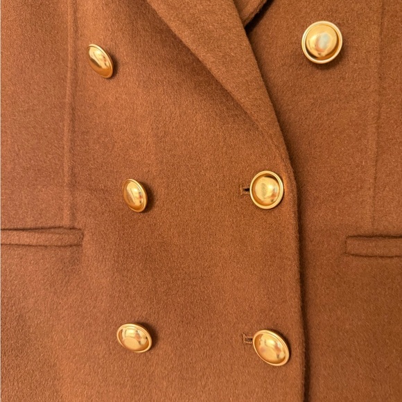 Express Hand Sewn Wool Blend Double Breasted Novelty Button Brown Blazer Jacket - Picture 7 of 15